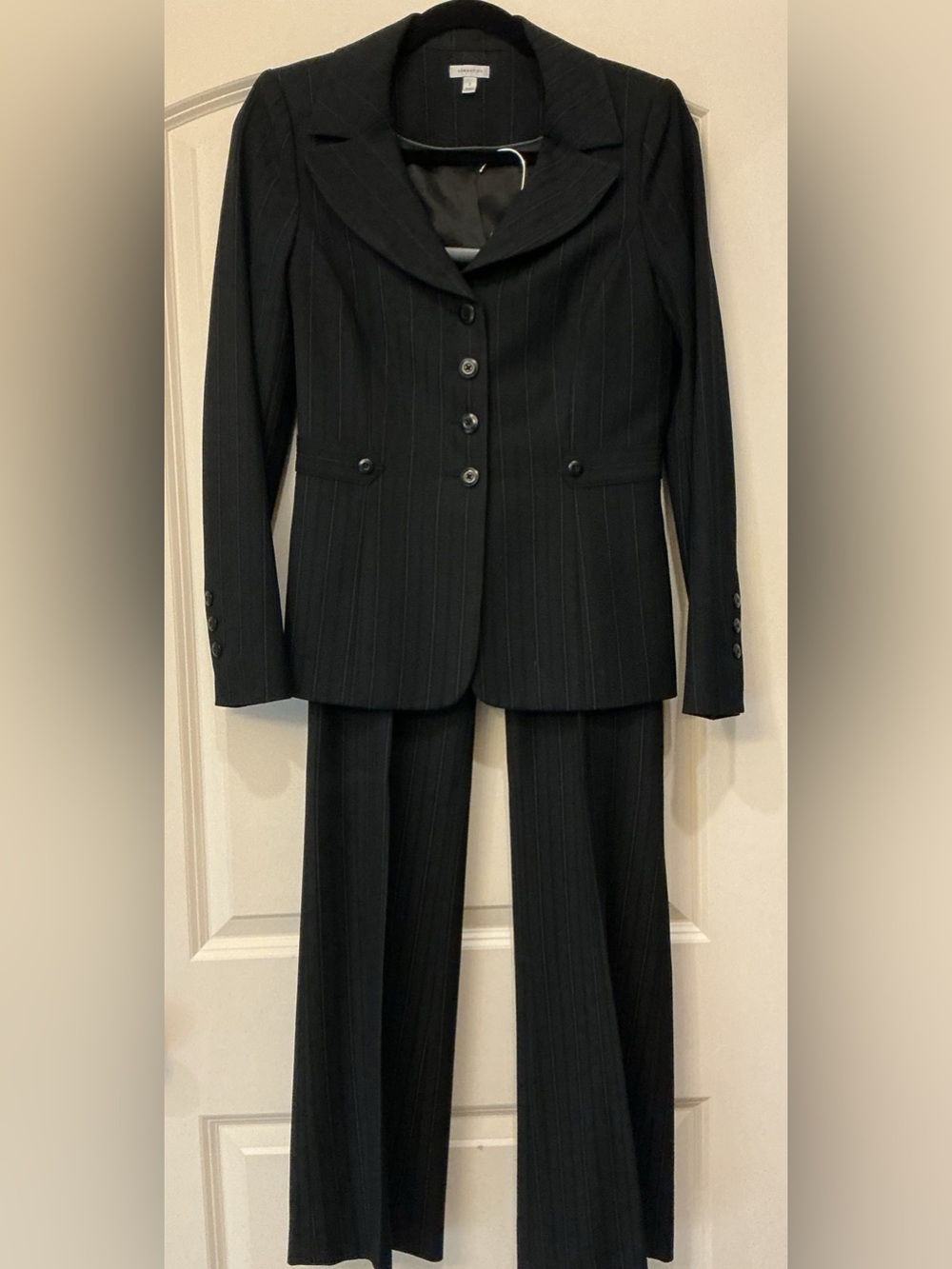 Semantics Vintage Black Pinstripe Pant Suit, 2 Piece Set Size 2